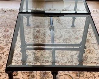 Pair of Glass Topped Side or Coffee Tables