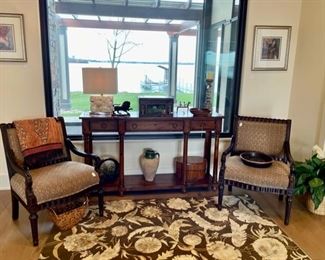 Century Console Table -  Bob Timberlake, Mexican Box,   Signed Pottery, Bali Serving Plate with MOP Inlay and more...