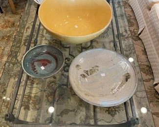 Large Yellow Italian Bowl by Nicola Fasano along with Pottery Collection. 