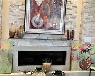 Soft Contempory home. Artwork by Barbara A.Wood A/P 30/50, Provence Olive Jars, and more...