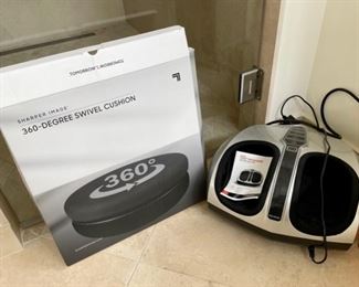 Shiatsu Belmont Foot Massager and Sharper Image Swivel Cushion