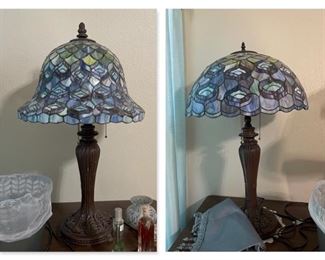 Tiffany style peacock lamps