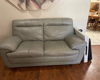 grey leather loveseat