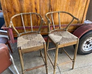 Cool rattan bar stool pair!