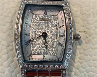 005 Croton Ladies Rhodium Plated Sapphire Crystal Watch
