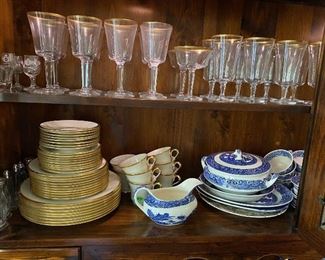 A small sampling of the china patterns available.  Lenox Eternal & Blue Willow!
