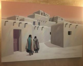 Large, Beautiful, Impressive-- Original Pueblo Scene Painting