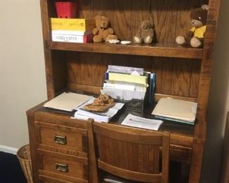 Office Desk w/Shelves & Chair (Supplies too)