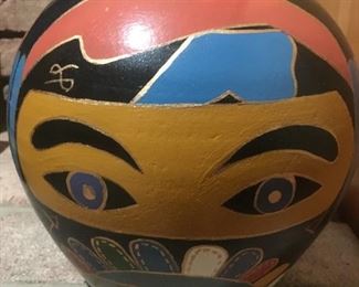Large Hand-painted Face Vase