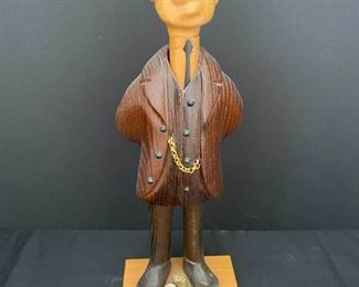 SS015 Vintage Carved Wood Romer Sleek Wall St Banker Businessman Money Sculpture