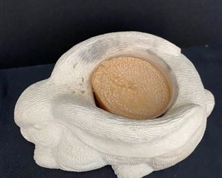 SS033 Sea Biscuit Sand Dollar And Ceramic Bunny Candle Holder