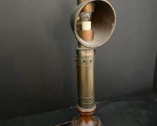 SS034 Victorian Brass Student Candle Reading Lamp Repurposed Into An Electric Plug In Lamp