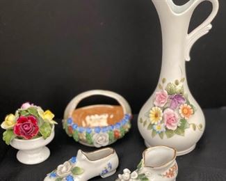 SS057 Vintage Lefton Vase, Aynsley England Porcelain, Elfinware 5 Pc Lot