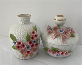 SS083 Dainty And Delicate Vintage Porcelian Vase And Trinket Dish Japan