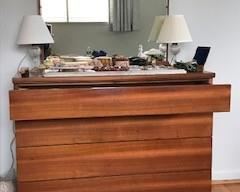 1960s blonde maple chest w mirror