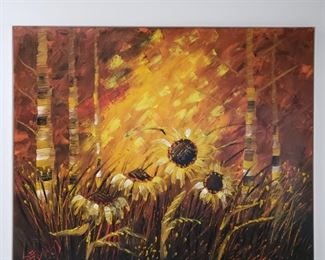 Huge Lee Reynolds Sunflower Acrylic