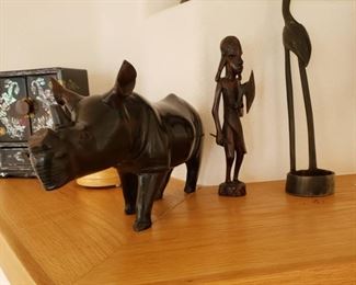 iron wood and carved horn decor