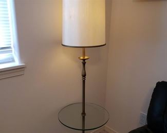 brass and glass floor lamp