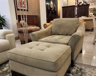 Microfiber Cindy Crawford Sage Chair & Ottoman