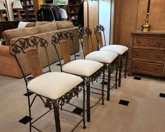 Wrought iron - newly re-upholstered bar stools!