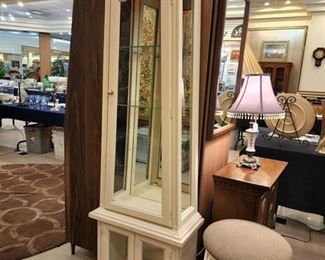 Antique white curio display cabinet!