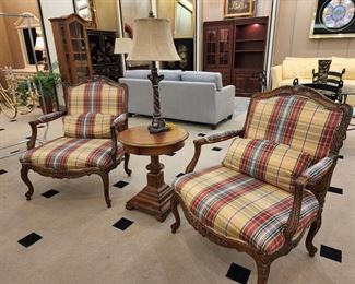 Sherrill plaid oak chairs