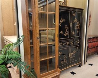 Oak curio display cabinet