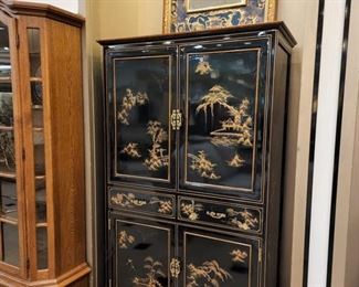 Oriental black and gold cabinet!