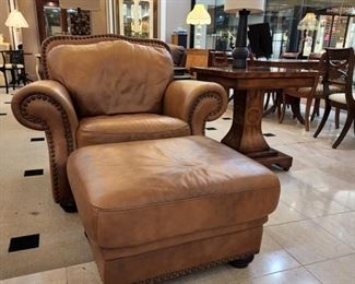 Carmel colored chair and ottoman - LOVE!