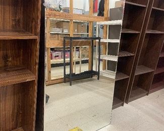 36" x 58" beveled wall mirror with mounting hardware.