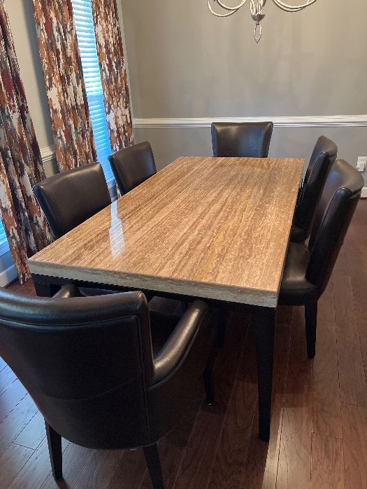 Travertine Tile Dining Table and 6 Chairs starts on 4/21/2022