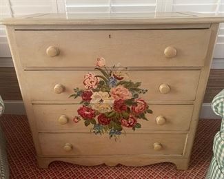 Vintage Hand Painted 4 Drawer Chest