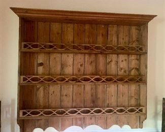 Vintage Wall Hanging Pine Plate Shelf