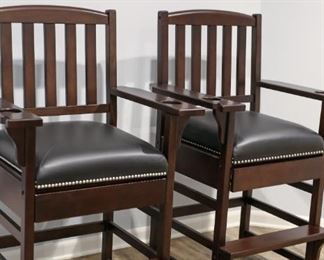Wood & Leather High Chairs with Drink Holders 