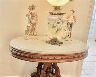 Antique marble top, GWTW lamp