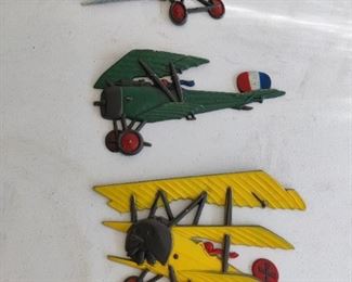 VINTAGE DECORATIVE METAL BI-PLANE WALL ART