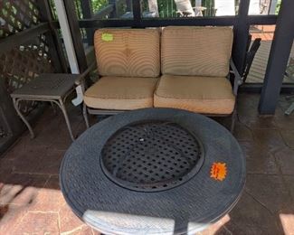 3 PIECE METAL ROUND PATIO TABLE & FIRE PIT