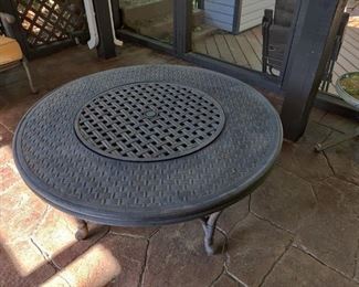 3 PIECE METAL ROUND PATIO TABLE & FIRE PIT