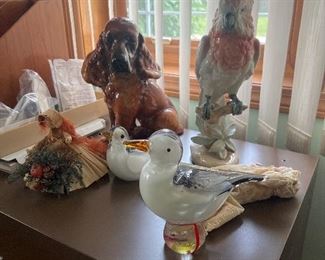 Glass and pottery birds