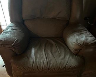 Recliner, one of two… brown leather look