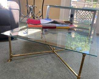 Vintage 80s Brass Claw Foot Coffee Table - $150