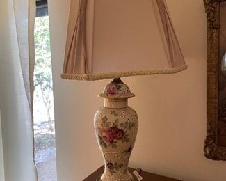 Victorian style ceramic lamp with shade