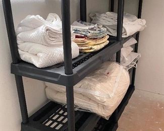 Plastic shelves and linens