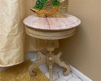 Wood and Marble table with fish