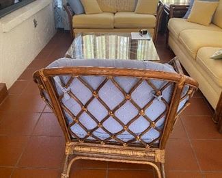 Rattan chair with cushions 34" wide