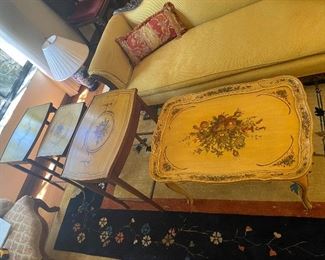 Tea Table with detachable tray 32 x 20 x 22 1/2 Nesting tables 24 x 26 x 16 1/2 20 x 24 x 14 17 x23x12