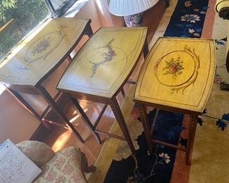 Antique nesting tables painted wood