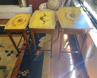 Antique nesting tables pained wood