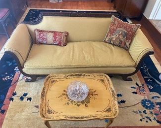 Antique Setae 80" wide
Antique Hand Knotted Rug 10' x 14' Tea table with serving tray 32" X 20" X 22 1/2"