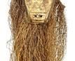 Fang Ngil Carved Wood Helmet Mask With Long Raffia Beard - Gabon